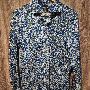 RW&CO Blue Floral Button Front Shirt